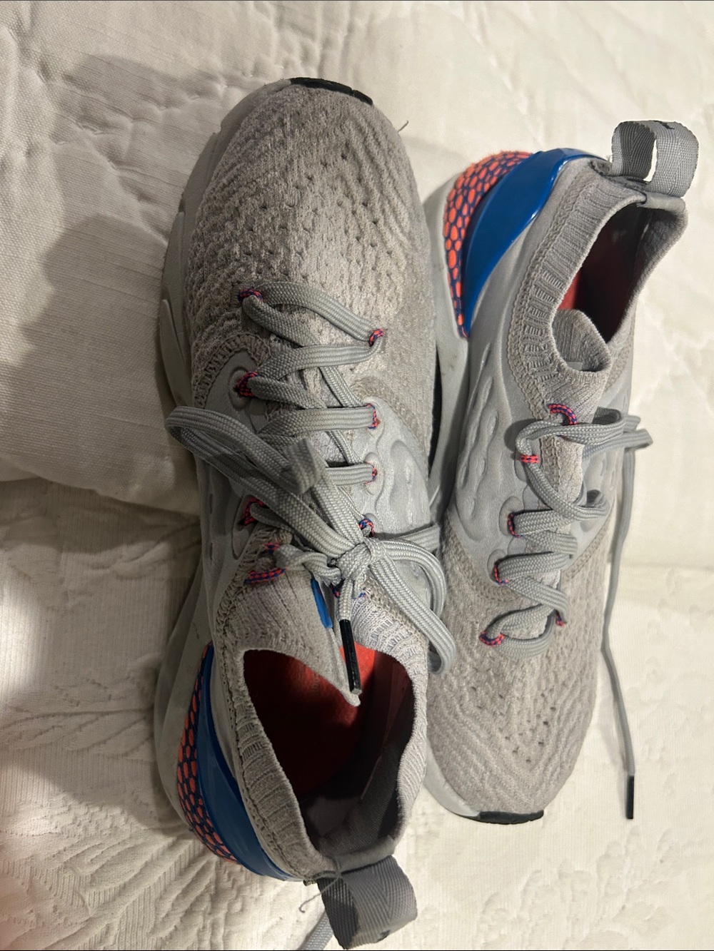Under Armour Grey Knit Athletic Sneakers with Blue and Pink Accents